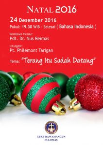 Kebaktian ke 2 Malam Natal 24 Desember 2016